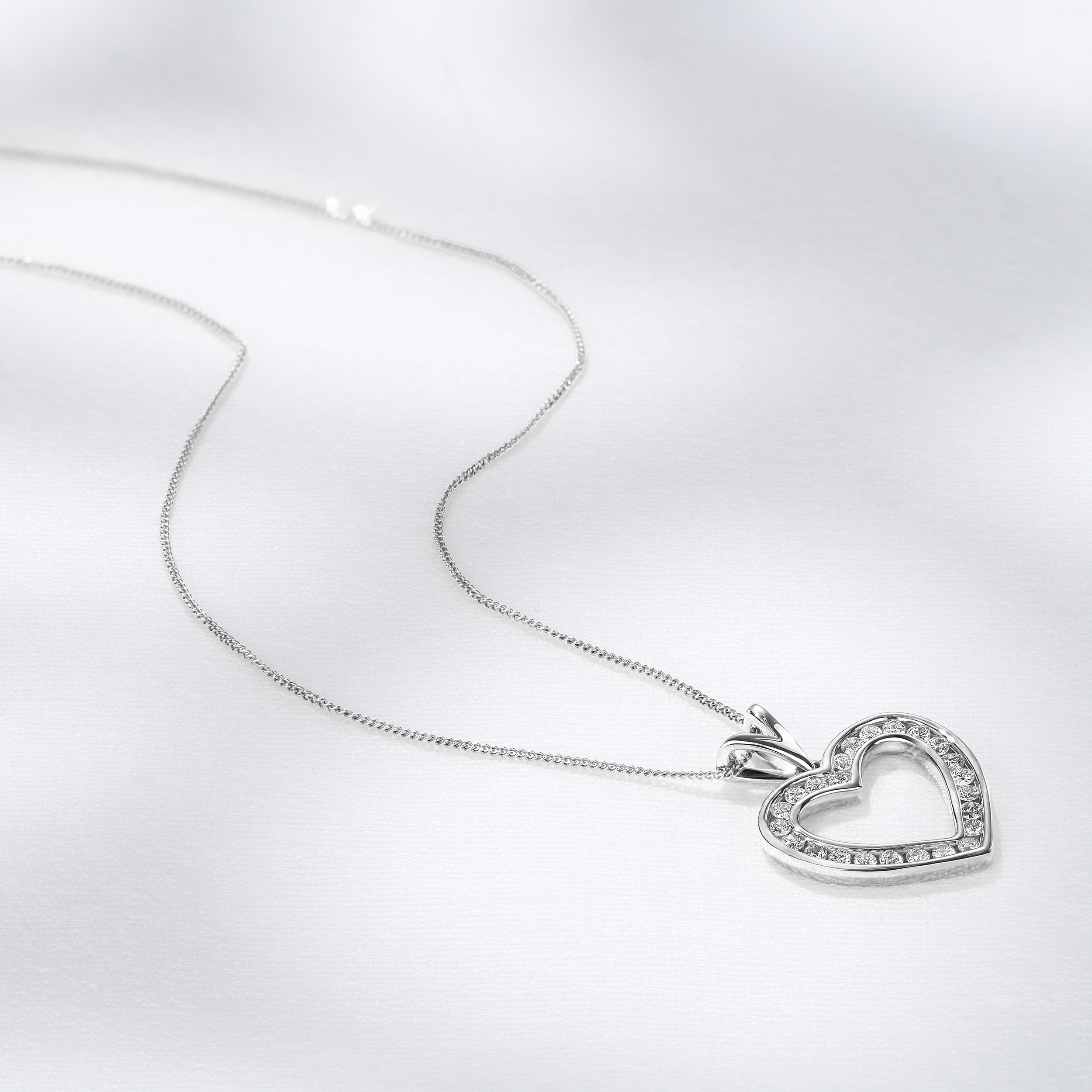 0.50ct Lab Diamond Heart Pendant Necklace H/SI Quality in 9K White Gold